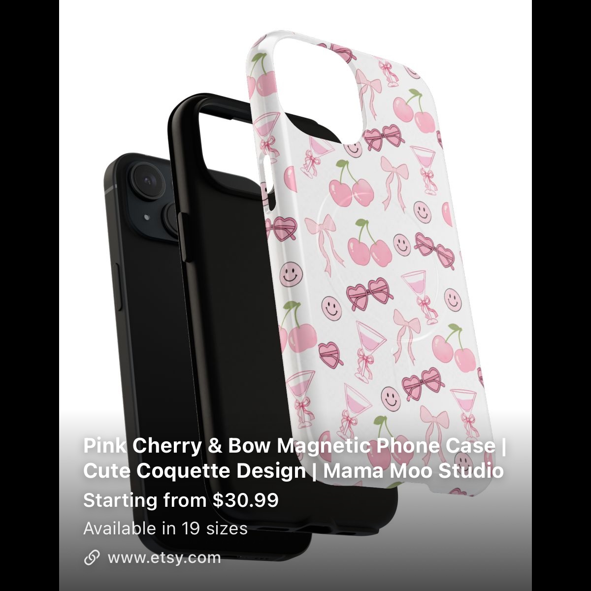 Pink Cherry & Bow Phone Case