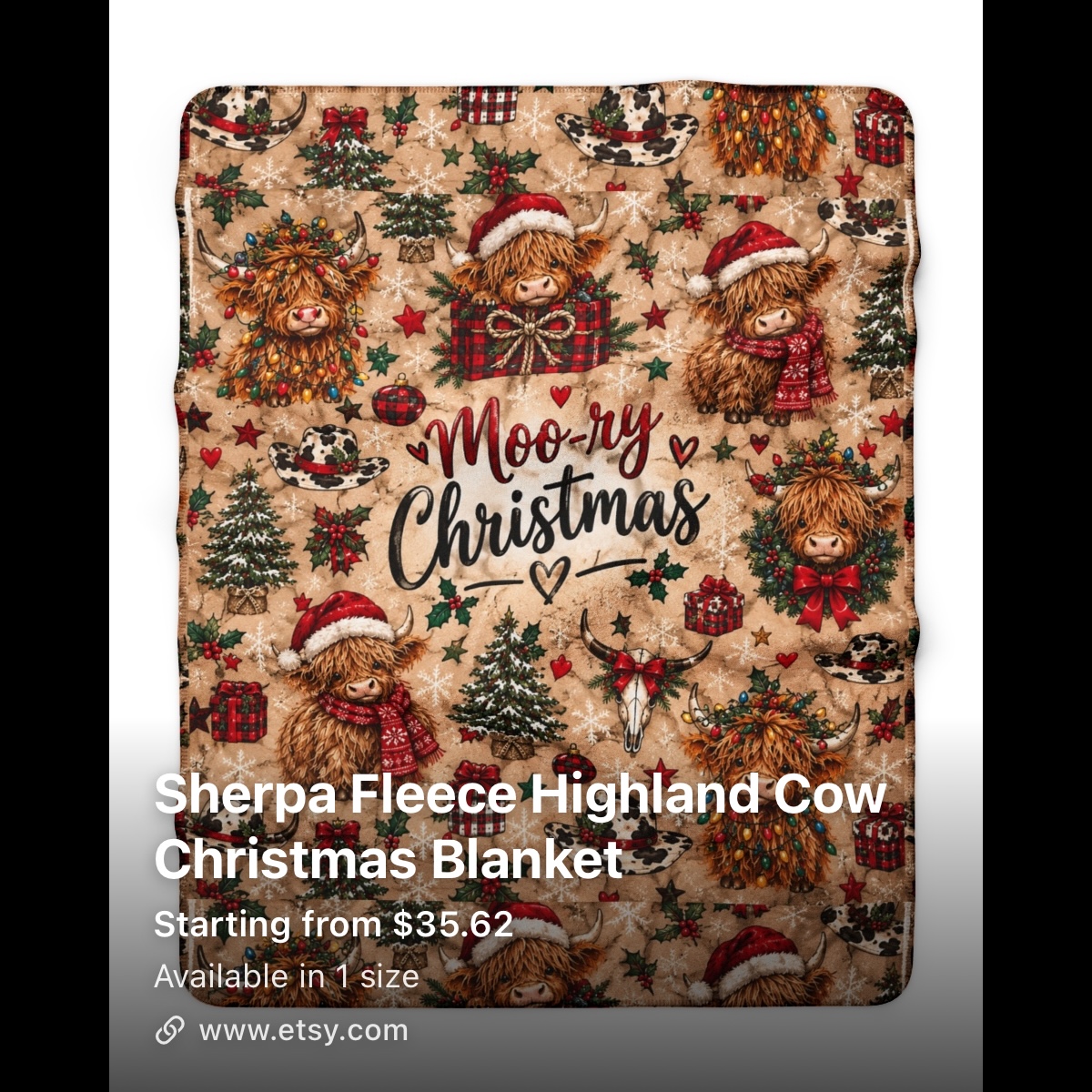 Moo-ry Christmas Sherpa Blanket